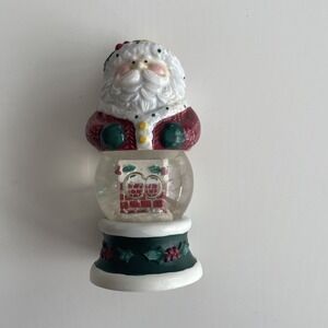 Make The Season Bright. Santa Snow Globe Salt Shaker 4"